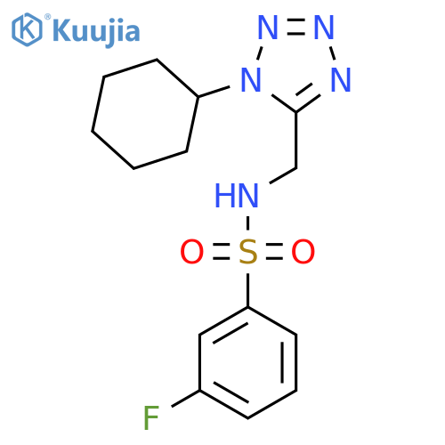 N-(1-cyclohexyl-1H-1,2,3,4-tetrazol-5-yl)methyl-3-fluorobenzene-1-sulfonamide structure