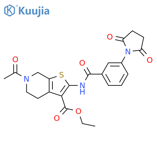 ethyl 6-acetyl-2-3-(2,5-dioxopyrrolidin-1-yl)benzamido-4H,5H,6H,7H-thieno2,3-cpyridine-3-carboxylate structure