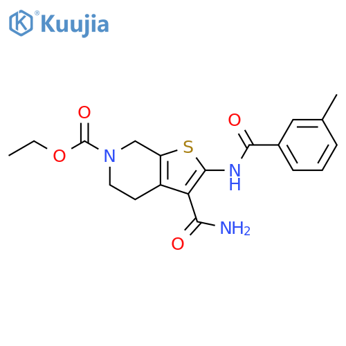 ethyl 3-carbamoyl-2-(3-methylbenzamido)-4H,5H,6H,7H-thieno2,3-cpyridine-6-carboxylate structure
