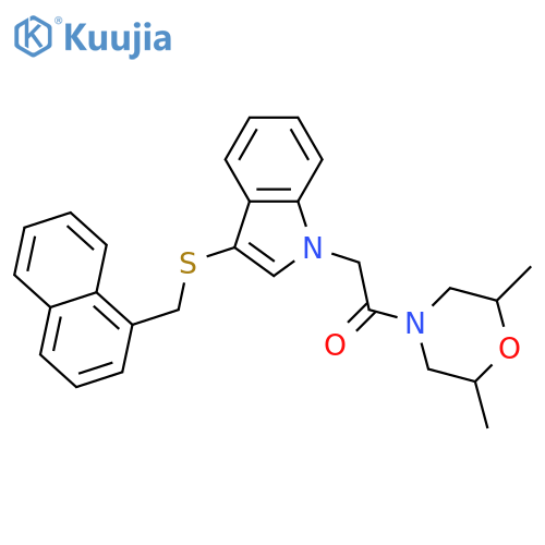 1-(2,6-dimethylmorpholin-4-yl)-2-(3-{(naphthalen-1-yl)methylsulfanyl}-1H-indol-1-yl)ethan-1-one structure