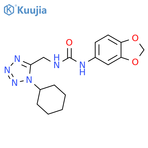 1-(2H-1,3-benzodioxol-5-yl)-3-(1-cyclohexyl-1H-1,2,3,4-tetrazol-5-yl)methylurea structure