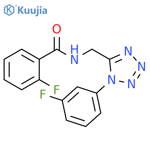 2-fluoro-N-{1-(3-fluorophenyl)-1H-1,2,3,4-tetrazol-5-ylmethyl}benzamide structure