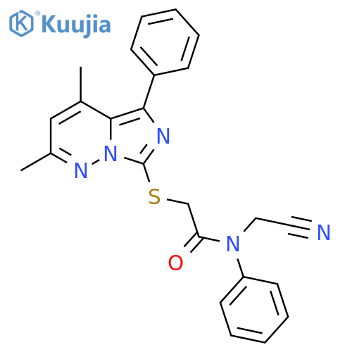 N-(cyanomethyl)-2-({2,4-dimethyl-5-phenylimidazo[1,5-b]pyridazin-7-yl}sulfanyl)-N-phenylacetamide structure