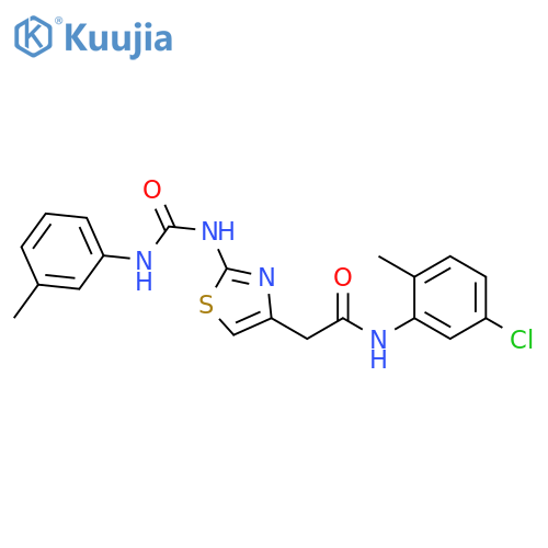 N-(5-chloro-2-methylphenyl)-2-(2-{(3-methylphenyl)carbamoylamino}-1,3-thiazol-4-yl)acetamide structure
