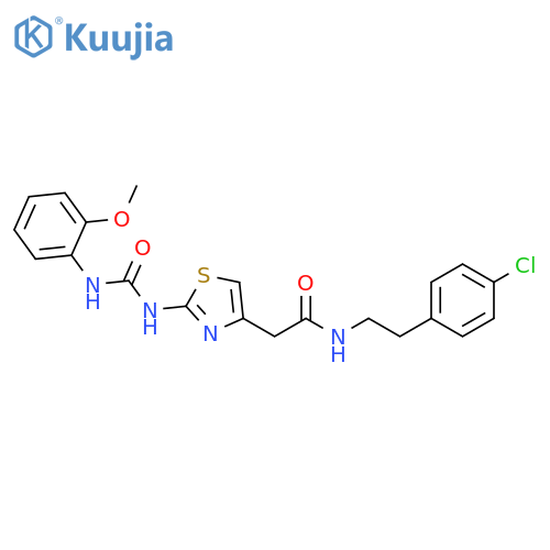 N-2-(4-chlorophenyl)ethyl-2-(2-{(2-methoxyphenyl)carbamoylamino}-1,3-thiazol-4-yl)acetamide structure