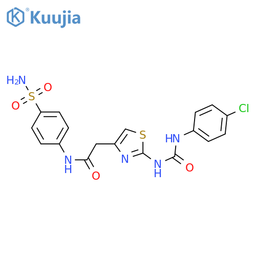 2-(2-{(4-chlorophenyl)carbamoylamino}-1,3-thiazol-4-yl)-N-(4-sulfamoylphenyl)acetamide structure