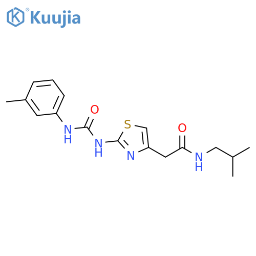 2-(2-{(3-methylphenyl)carbamoylamino}-1,3-thiazol-4-yl)-N-(2-methylpropyl)acetamide structure