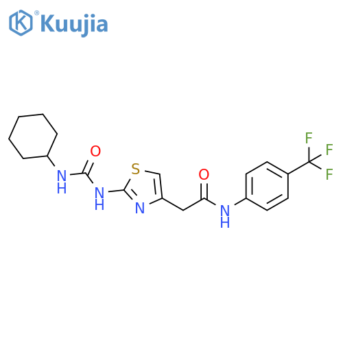 2-{2-(cyclohexylcarbamoyl)amino-1,3-thiazol-4-yl}-N-4-(trifluoromethyl)phenylacetamide structure