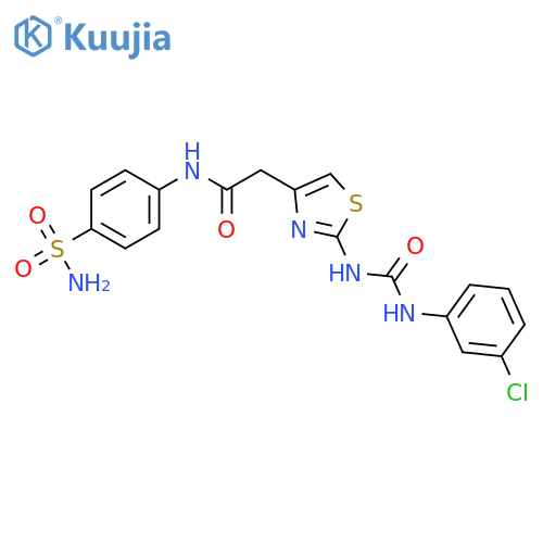 2-(2-{(3-chlorophenyl)carbamoylamino}-1,3-thiazol-4-yl)-N-(4-sulfamoylphenyl)acetamide structure
