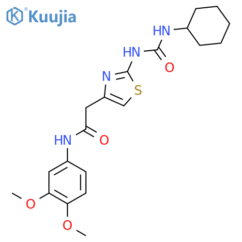 2-{2-(cyclohexylcarbamoyl)amino-1,3-thiazol-4-yl}-N-(3,4-dimethoxyphenyl)acetamide structure