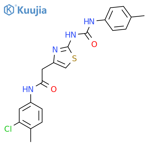 N-(3-chloro-4-methylphenyl)-2-(2-{(4-methylphenyl)carbamoylamino}-1,3-thiazol-4-yl)acetamide structure