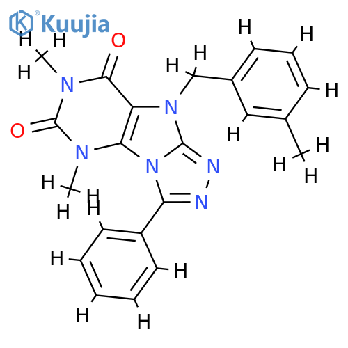 5,7-dimethyl-9-(3-methylphenyl)methyl-3-phenyl-5H,6H,7H,8H,9H-1,2,4triazolo3,4-hpurine-6,8-dione structure