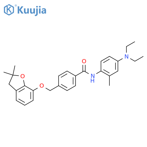 N-4-(diethylamino)-2-methylphenyl-4-{(2,2-dimethyl-2,3-dihydro-1-benzofuran-7-yl)oxymethyl}benzamide structure