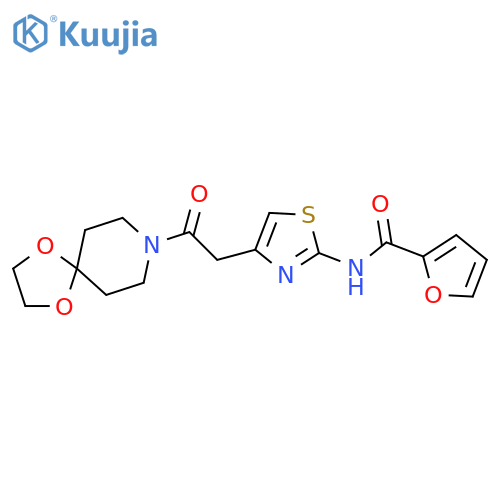 N-4-(2-{1,4-dioxa-8-azaspiro4.5decan-8-yl}-2-oxoethyl)-1,3-thiazol-2-ylfuran-2-carboxamide structure