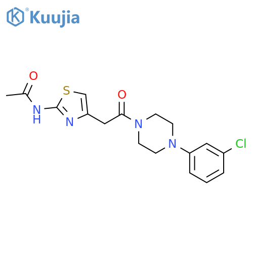 N-(4-{2-4-(3-chlorophenyl)piperazin-1-yl-2-oxoethyl}-1,3-thiazol-2-yl)acetamide structure
