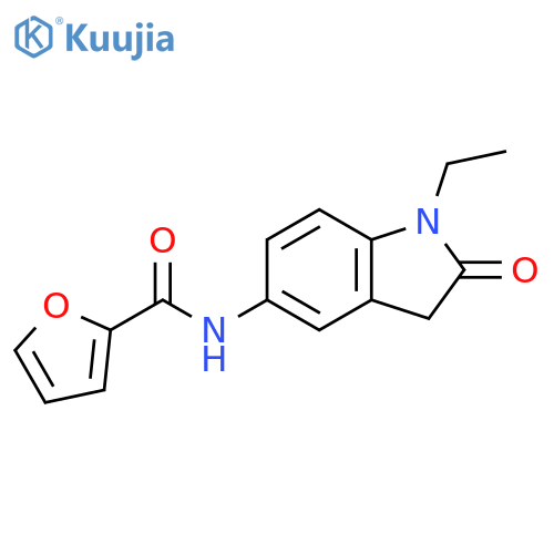 N-(1-ethyl-2-oxo-2,3-dihydro-1H-indol-5-yl)furan-2-carboxamide structure