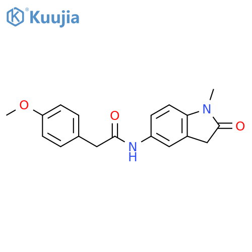 2-(4-methoxyphenyl)-N-(1-methyl-2-oxo-2,3-dihydro-1H-indol-5-yl)acetamide structure