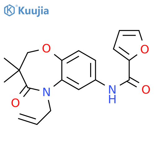 N-3,3-dimethyl-4-oxo-5-(prop-2-en-1-yl)-2,3,4,5-tetrahydro-1,5-benzoxazepin-7-ylfuran-2-carboxamide structure