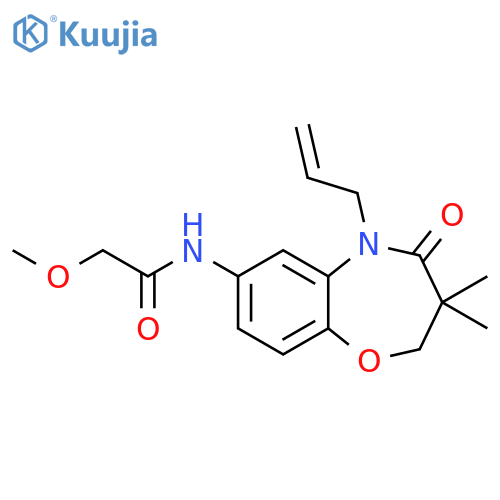 N-3,3-dimethyl-4-oxo-5-(prop-2-en-1-yl)-2,3,4,5-tetrahydro-1,5-benzoxazepin-7-yl-2-methoxyacetamide structure