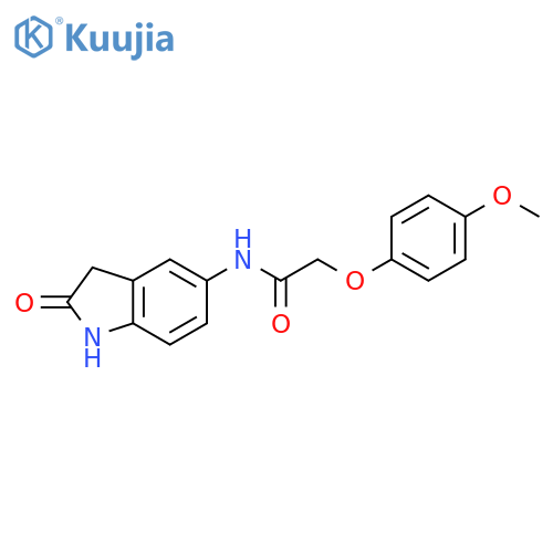 2-(4-methoxyphenoxy)-N-(2-oxo-2,3-dihydro-1H-indol-5-yl)acetamide structure
