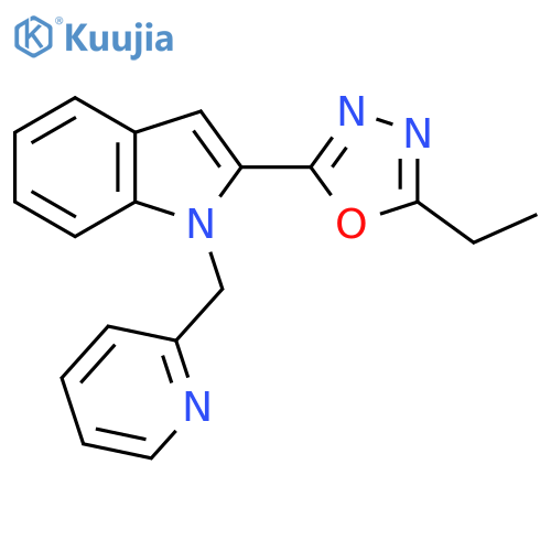 2-(5-ethyl-1,3,4-oxadiazol-2-yl)-1-(pyridin-2-yl)methyl-1H-indole structure