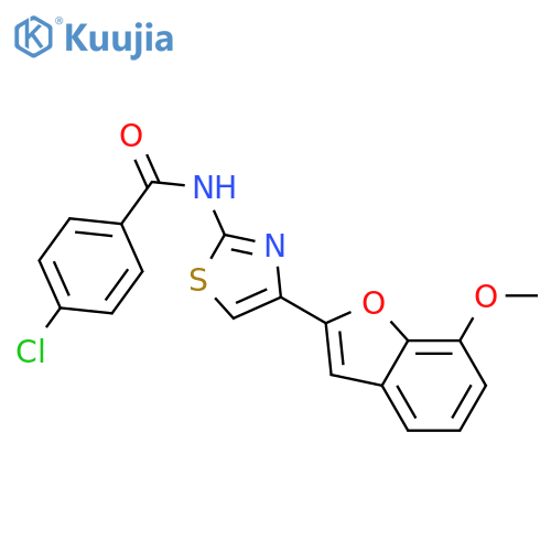 4-chloro-N-4-(7-methoxy-1-benzofuran-2-yl)-1,3-thiazol-2-ylbenzamide structure