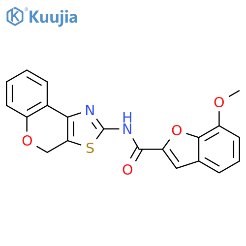 N-{4H-chromeno4,3-d1,3thiazol-2-yl}-7-methoxy-1-benzofuran-2-carboxamide structure