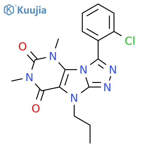 3-(2-chlorophenyl)-5,7-dimethyl-9-propyl-5H,6H,7H,8H,9H-1,2,4triazolo3,4-hpurine-6,8-dione structure