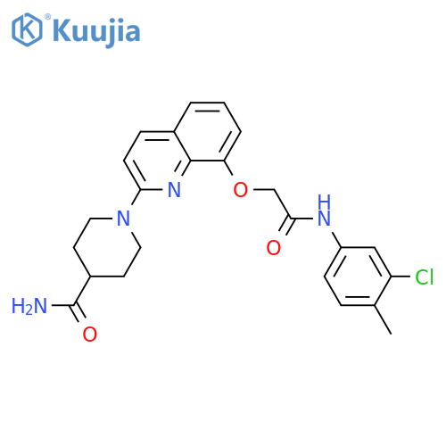 1-(8-{(3-chloro-4-methylphenyl)carbamoylmethoxy}quinolin-2-yl)piperidine-4-carboxamide structure