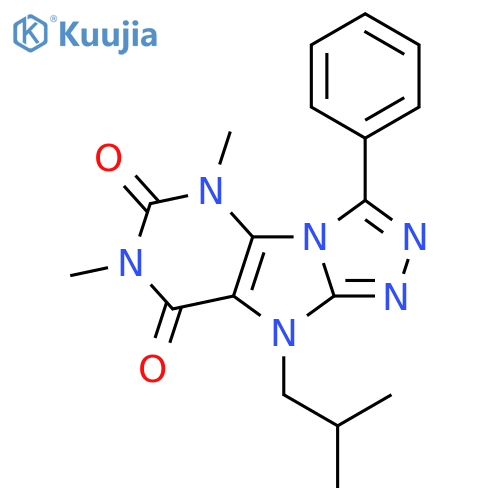 5,7-dimethyl-9-(2-methylpropyl)-3-phenyl-5H,6H,7H,8H,9H-1,2,4triazolo3,4-hpurine-6,8-dione structure