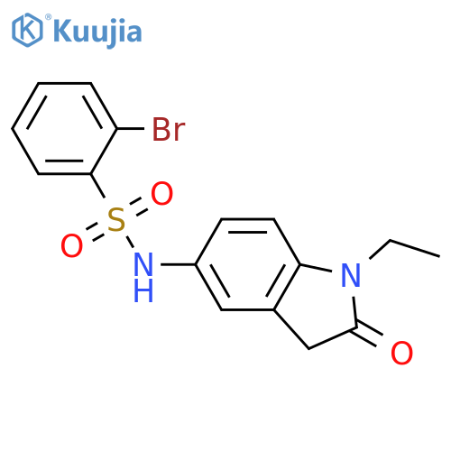 2-bromo-N-(1-ethyl-2-oxo-2,3-dihydro-1H-indol-5-yl)benzene-1-sulfonamide structure