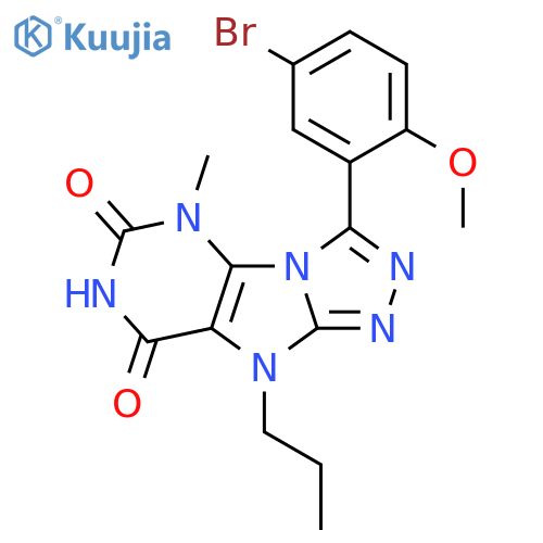 3-(5-bromo-2-methoxyphenyl)-5-methyl-9-propyl-5H,6H,7H,8H,9H-1,2,4triazolo3,4-hpurine-6,8-dione structure