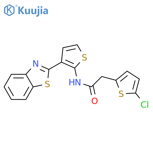 N-3-(1,3-benzothiazol-2-yl)thiophen-2-yl-2-(5-chlorothiophen-2-yl)acetamide structure
