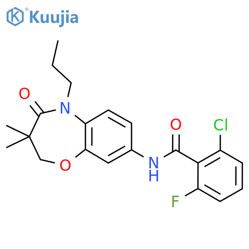 2-chloro-N-(3,3-dimethyl-4-oxo-5-propyl-2,3,4,5-tetrahydro-1,5-benzoxazepin-8-yl)-6-fluorobenzamide structure