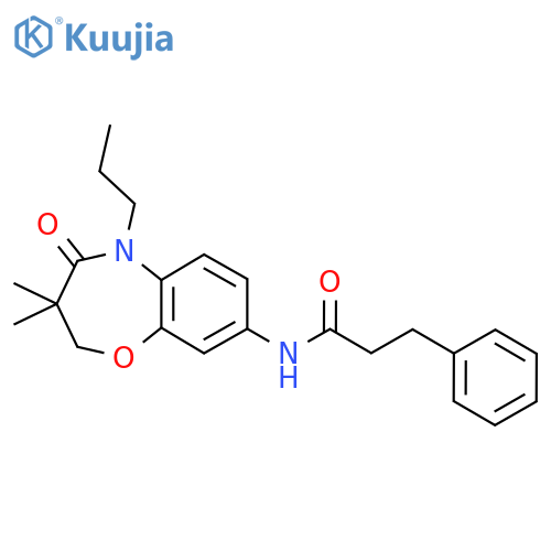 N-(3,3-dimethyl-4-oxo-5-propyl-2,3,4,5-tetrahydro-1,5-benzoxazepin-8-yl)-3-phenylpropanamide structure