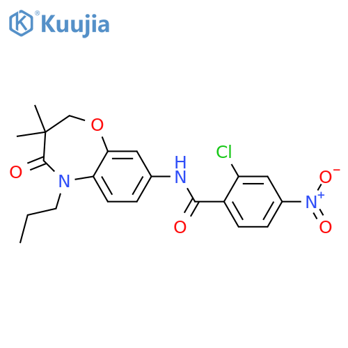 2-chloro-N-(3,3-dimethyl-4-oxo-5-propyl-2,3,4,5-tetrahydro-1,5-benzoxazepin-8-yl)-4-nitrobenzamide structure