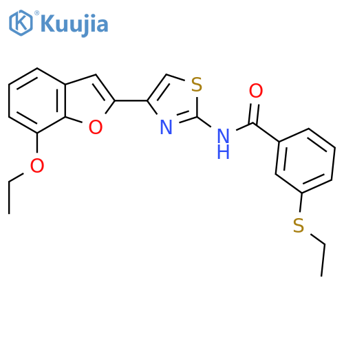 N-4-(7-ethoxy-1-benzofuran-2-yl)-1,3-thiazol-2-yl-3-(ethylsulfanyl)benzamide structure