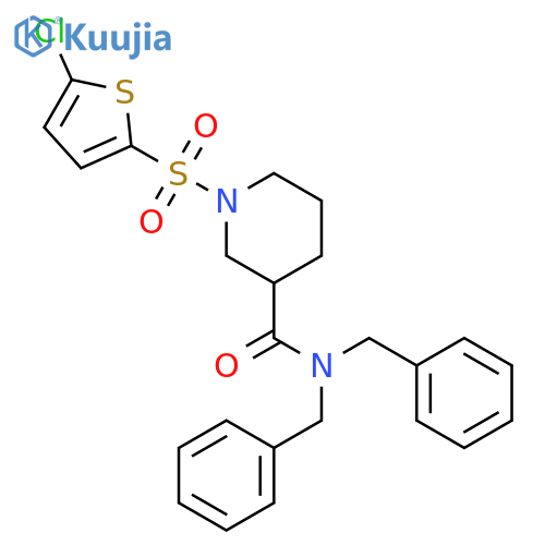 N,N-dibenzyl-1-(5-chlorothiophen-2-yl)sulfonylpiperidine-3-carboxamide structure