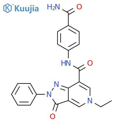N-(4-carbamoylphenyl)-5-ethyl-3-oxo-2-phenyl-2H,3H,5H-pyrazolo4,3-cpyridine-7-carboxamide structure