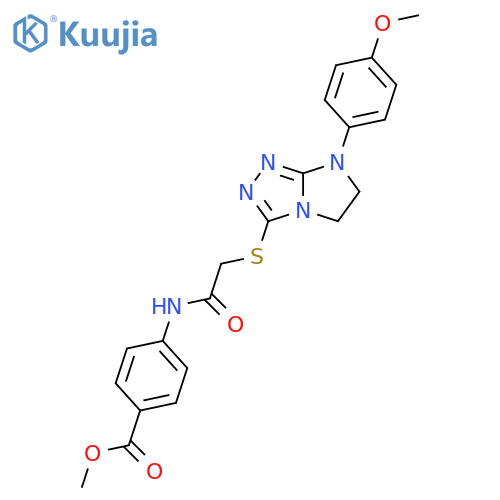 methyl 4-(2-{7-(4-methoxyphenyl)-5H,6H,7H-imidazo2,1-c1,2,4triazol-3-ylsulfanyl}acetamido)benzoate structure