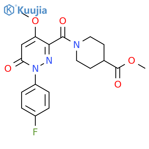 methyl 1-1-(4-fluorophenyl)-4-methoxy-6-oxo-1,6-dihydropyridazine-3-carbonylpiperidine-4-carboxylate structure