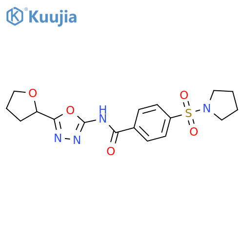N-5-(oxolan-2-yl)-1,3,4-oxadiazol-2-yl-4-(pyrrolidine-1-sulfonyl)benzamide structure
