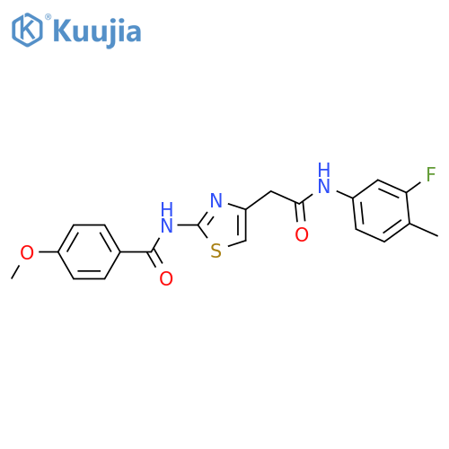 N-(4-{(3-fluoro-4-methylphenyl)carbamoylmethyl}-1,3-thiazol-2-yl)-4-methoxybenzamide structure