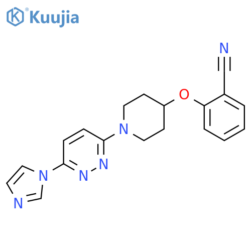 Benzonitrile, 2-[[1-[6-(1H-imidazol-1-yl)-3-pyridazinyl]-4-piperidinyl]oxy]- structure