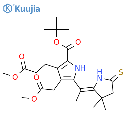 1H-Pyrrole-3-propanoic acid, 2-[(1,1-dimethylethoxy)carbonyl]-5-[1-(3,3-dimethyl-5-thioxo-2-pyrrolidinylidene)ethyl]-4-(2-methoxy-2-oxoethyl)-, methyl ester, (Z)- (9CI) structure