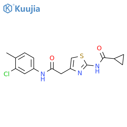 N-(4-{(3-chloro-4-methylphenyl)carbamoylmethyl}-1,3-thiazol-2-yl)cyclopropanecarboxamide structure