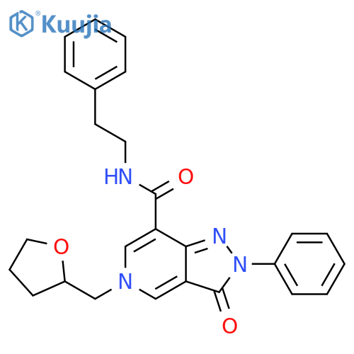 3-oxo-5-(oxolan-2-yl)methyl-2-phenyl-N-(2-phenylethyl)-2H,3H,5H-pyrazolo4,3-cpyridine-7-carboxamide structure