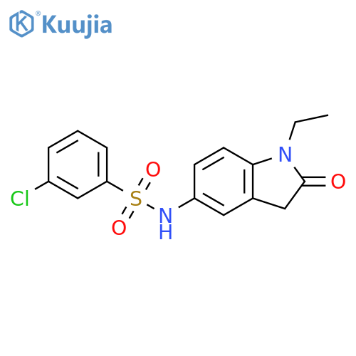 3-chloro-N-(1-ethyl-2-oxo-2,3-dihydro-1H-indol-5-yl)benzene-1-sulfonamide structure