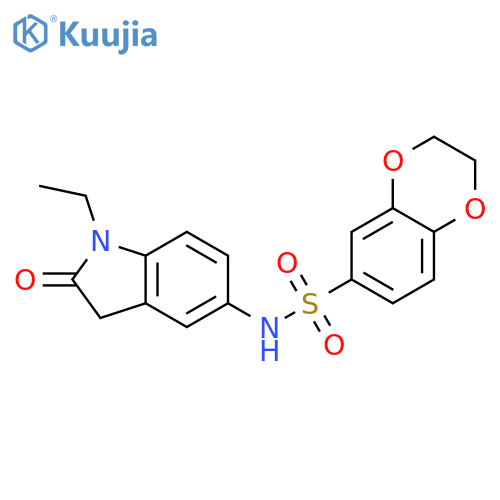 N-(1-ethyl-2-oxo-2,3-dihydro-1H-indol-5-yl)-2,3-dihydro-1,4-benzodioxine-6-sulfonamide structure