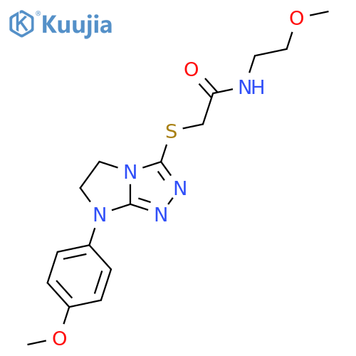N-(2-methoxyethyl)-2-{7-(4-methoxyphenyl)-5H,6H,7H-imidazo2,1-c1,2,4triazol-3-ylsulfanyl}acetamide structure